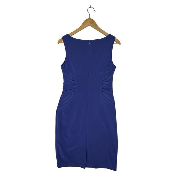 ADRIANNA PAPELL Cornflower Blue Ruched Pleated Dress Sheath Cocktail Size 6 - Picture 6 of 15